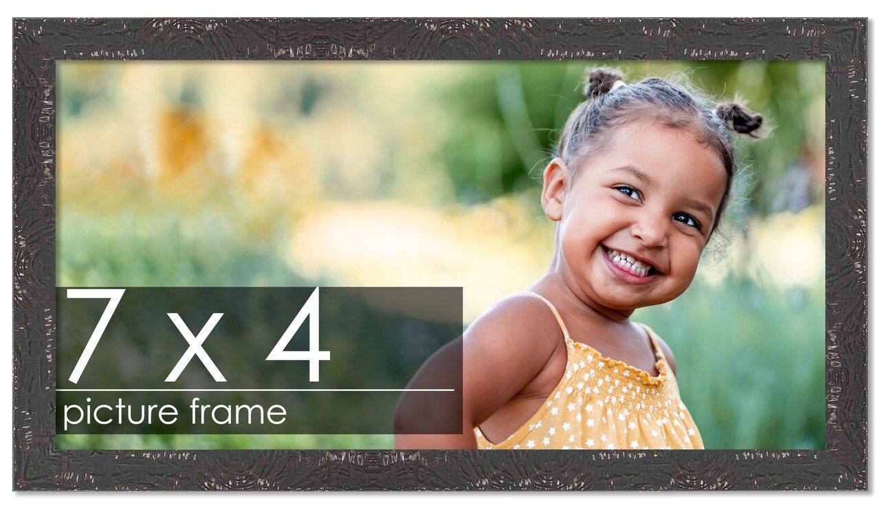 Photo Size Shabby Chic Black Picture Frame - UV Acrylic, Foam Board Backing, Hanging Hardware
